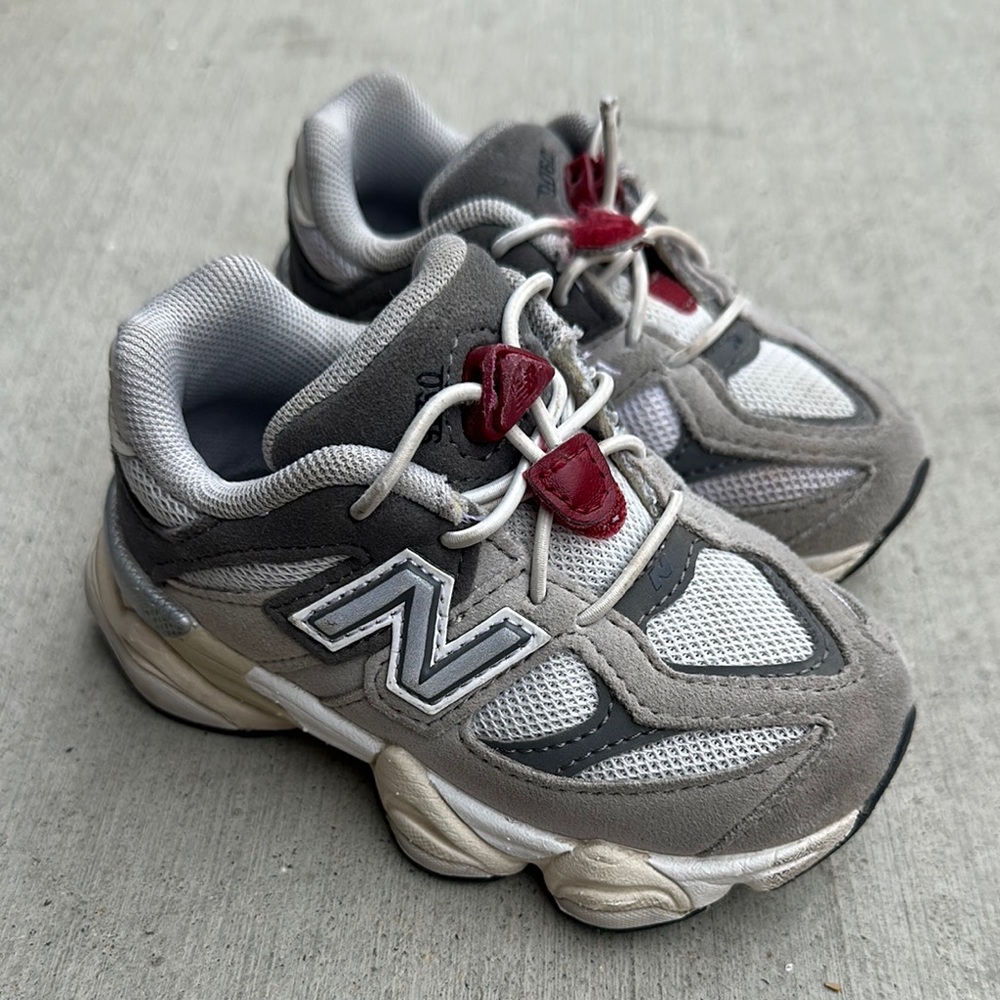 New Balance Toddler 9060 Sneakers in Gray and Burgundy
